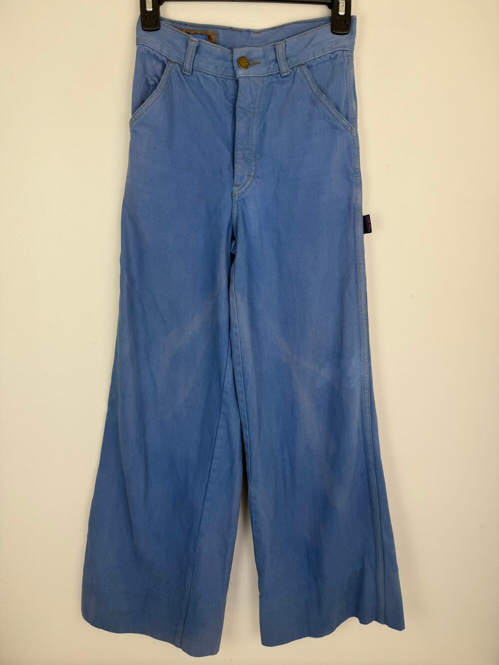 Vintage Brittania Womens Blue Cotton Wide Leg High Waist Jeans Pants 27L FLAWED